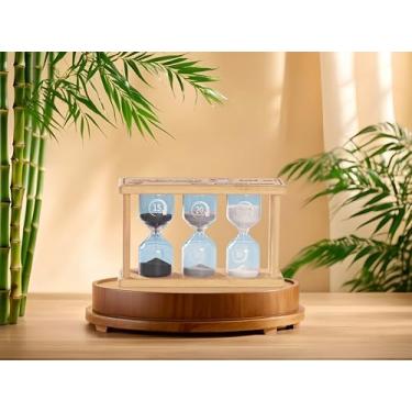 Imagem de Temporizador de areia perfeito 3 em 1, inclui temporizadores de ampulheta de areia de 15, 20 e 30 minutos, temporizador criativo de vidro de areia de bambu para jogos, sala de aula, escritório em casa