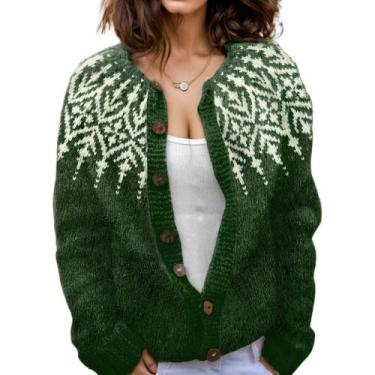 Imagem de Suéter de malha feminino Akivide com estampa floral de outono