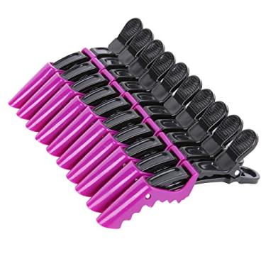 Imagem de Clipes de cabelo para mulheres da HH&LL – Design de dentes largos e dobradiças duplas – Clipes de divisão de estilo jacaré de qualidade profissional de salão de beleza – Pacote com 10 (Vermelho), Roxa