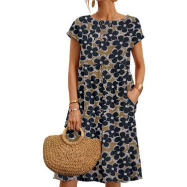 Imagem de Vestido midi Zhyaj, túnica solta de algodão com bolsos para mulheres