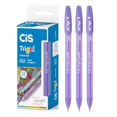 Imagem de Kit 3 Canetas Gel Escolar Trigel Pastel Metálica Lilás 0.8mm Conjunto Colorido Marcador Aula Texto