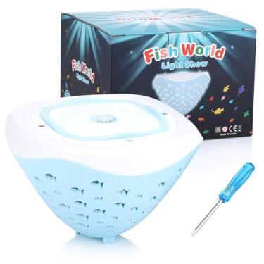 Imagem de Luz de piscina flutuante LED Lâmpada de projeção com padrão de peixe IP67 Luzes de banheira à prova d'água com 4 luzes coloridas 6 modos de luz para banheiro, piscina, fonte, lagoa, festa