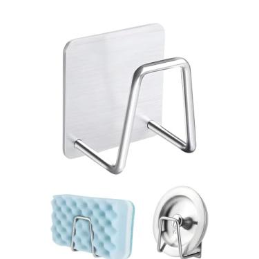 Imagem de Suporte de Esponja, Aço Inox, para Pia, Cozinha, Gancho Adesivo, Multiuso, Fixação Forte, Porta Bucha e Sabonete, Inoxidável, Durável, sem Furos, Organização Premium