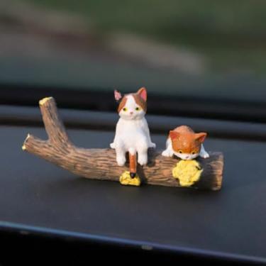 Imagem de 3 Pcs Cute Cat Car Accessories Funny Resin Cat Figurines Dashboard Decorations & Rear View Mirror Cute Pussy Figure Decorative Car Ornament Interior Decors for Car Home Garden Decor