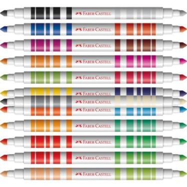 Imagem de Caneta Hidrografica Bicolor 12 CANETAS/24 Cores - FABER-CASTELL