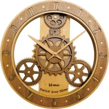 Imagem de Relogio Parede Engrenagens Herweg Madeira Carvalho 30Cm 6486