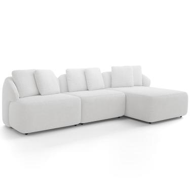 Imagem de Sofá 4 Lugares com Chaise Direito Sala Living 294cm Arlo F04 Bouclê Off White - Lyam Decor
