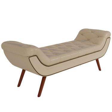 Imagem de Puff Recamier Decorativo com Tachas 160 cm Santorini Facto Dunas Bege - Lyam Decor