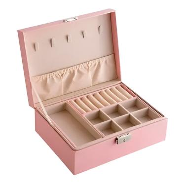 Imagem de Maleta Porta Joia Organizadora Caixa Fechadura Elegante Cor:Rosa