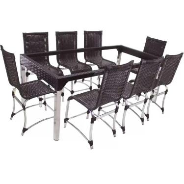 Imagem de Conjunto De 8 Cadeiras E Mesa De Jantar Haiti Trama Original Preto