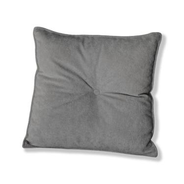 Imagem de Almofada Quadrada Tina Com Botão Central 50x50 Cm Veludo 7 Decor Cinza Escuro