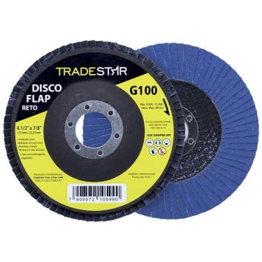 Imagem de Disco Flap 115 Mm G100 Fibra Reto Azul Aço E Inox Tradestar