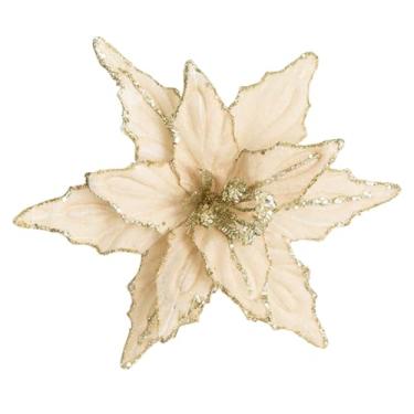 Imagem de Ioensy Arranjo floral para mesa de Natal, arranjo de flores brilhantes para áreas internas e externas, enfeite para festa de inverno, Ouro Champanhe