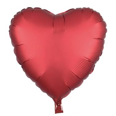 Imagem de BALAO CROMADO CORACAO C/CANUDO VERMELHO 18"