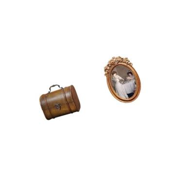 Imagem de YIJU Caixa Organizadora de Joias Vintage em Madeira com Porta-retratos Ornamentado em Resina, Decorativo para Guardar Anéis E Bijuterias, Suporte para