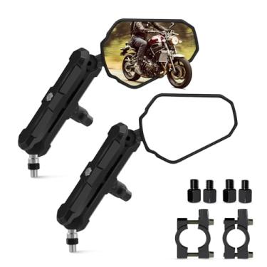 Imagem de SGROPMT Espelhos retrovisores traseiros de motocicleta rotativos de 360° de 8 mm e 10 mm, espelhos retrovisores laterais convexos dobráveis adequados para bicicleta elétrica Street Dirt Ebike, scooter