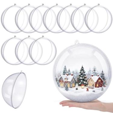 Imagem de Syhood 10 bolas grandes de 19 cm, enfeites de Natal transparentes preenchíveis, bolas grandes de Natal, enfeites de plástico transparente preenchíveis à prova de estilhaçamento para enfeites de Natal