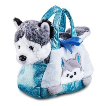 Imagem de Bolsa Fashion Azul Husky Com Pelúcia Cachorrinho Fofo Cutie Handbag In