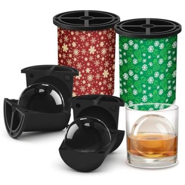 Imagem de Forma de cubo de gelo transparente – Bola redonda de 6,3 cm – Moldes de cubos de gelo transparentes de aço inoxidável – Molde de esfera e presente de Natal para coquetéis, bebidas e bourbon, presentes