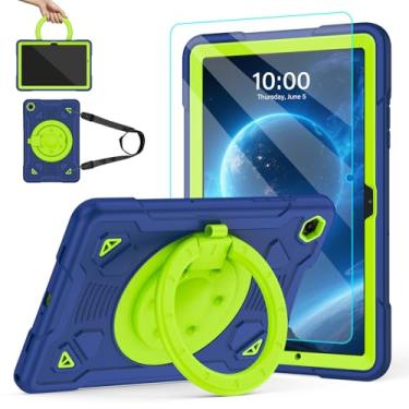 Imagem de TOMORRY Capa para Samsung Galaxy Tab A9+/A9 Plus 11 polegadas 2023 com protetor de tela, suporte giratório de 360° e alça de ombro, capa à prova de choque para tablet Tab A9 Plus infantil (azul