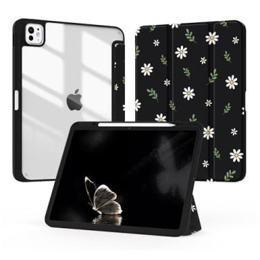 Imagem de Jarviwiin Capa para iPad Pro 33.0 cm (M4) 7ª geração 2024, capa fina com três dobras, Smart Folio Auto Wake/Sleep com parte traseira transparente/suporte de lápis para iPad Pro 13 polegadas 7 geração