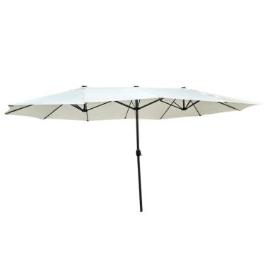 Imagem de Ombrelone Central Duplo Alumínio 4,6m Gigante Retrátil Branco Off White Praia Piscina Importway
