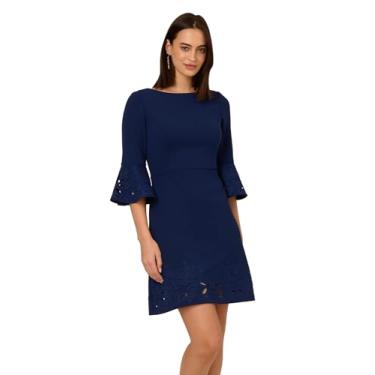 Imagem de Adrianna Papell Vestido curto feminino de crepe de malha, Cetim azul-marinho, 38