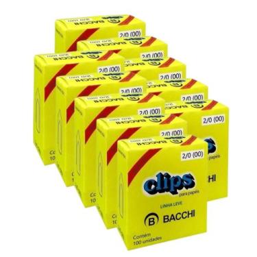Imagem de Kit 10 Caixa c/100 clips galvanizados 2/0 (00) clipes bacchi