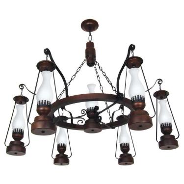 Imagem de Lustre Lampião Envelhecido 7 Lâmpadas 887E - Luminárias Müller