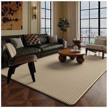 Imagem de SPXMQSS Tapetes grandes para sala de estar, tapete ultramacio para quarto, antiderrapante, antiderrapante, fácil de limpar, para sala de estar, quarto, sala de jantar, escritório, marrom claro 140 x