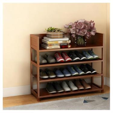 Imagem de SPXMQSS Sapateira de bambu, organizador de armazenamento de prateleira de sapatos de 4/5/6/8 níveis 9-35 pares de sapateiras independentes e organizadores de sapatos para entrada, corredor, armário, 4