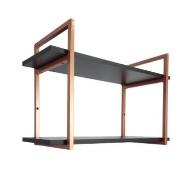 Imagem de Prateleira Industrial Suspensa Organizador 2 Níveis MDF 90cm(Preta)