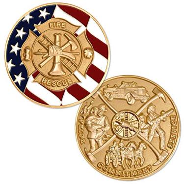 Imagem de Corpo de bombeiros Cruz de Maltês com bandeira Desafio Moeda