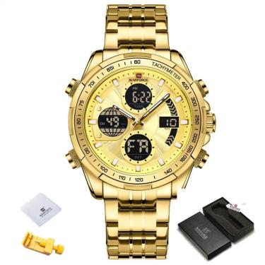 Imagem de Relógio Militar Luxo Sports Chronografo Dourado