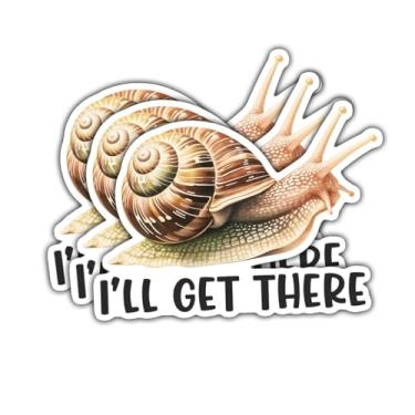 Imagem de Adesivos de caracol I'll Get There com 3 peças, adesivos de vinil de animais engraçados motivacionais para laptop, caderno, diário, garrafa de água, para-choque de carro, presente para adolescentes