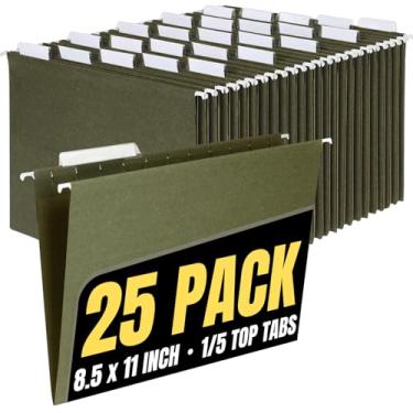 Imagem de 1InTheOffice Pastas de arquivo suspensas, organizador de pendurar, pasta tamanho carta, abas ajustáveis - verde, pacote com 25