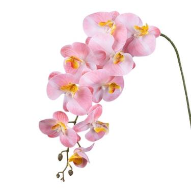 Imagem de Orquídea sintética de toque real de 94 cm de baixa manutenção, 9 flores, haste única, 2 peças de spray artificial para decoração de casa, casamento, escritório (rosa claro)