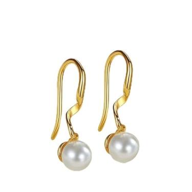 Imagem de Brincos de pérola em espiral de design exclusivo, acessórios femininos multifuncionais requintados e luxuosos, adequados para uso diário e presentes, Medium, Metal, Pérola sintética