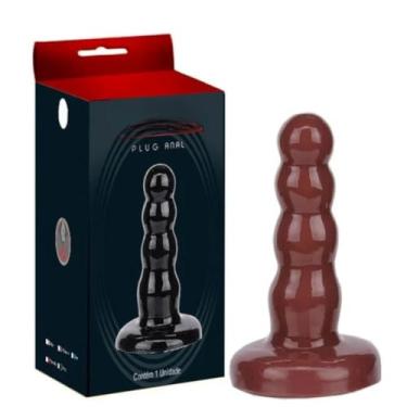 Imagem de Plug Anal Sem Vibro 4 Gomos Iniciante Sinuoso Treinamento Progressivo 12.5x3cm Plug Dilatador KT415 (CHOCOLATE)