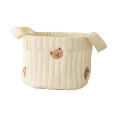 Imagem de Almencla Cesta de fraldas para bebê, organizador de itens essenciais para recém-nascidos, cesta de armazenamento, suporte para roupas de bebê e brinquedos para, Cabeças de Urso Pequenas