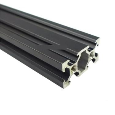 Imagem de 2020 2040 2060 2080 V/T-Slot alumínio perfil extrusão 100-550 mm trilho de extrusão para impressora 3D DIY CNC (2040 preto, 500 mm)