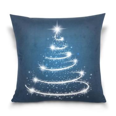 Imagem de Wassud Blue Line Capa de almofada decorativa de árvore de Natal 45,7 x 45,7 cm para sofá, casa, casa de fazenda, decoração de quarto