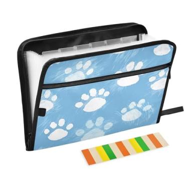 Imagem de Wassud Blue Paw Organizador de arquivos sanfonado com 13 bolsos, pastas expansíveis com abas e adesivos, organizador de pastas de documentos de recibo de papel tamanho carta A4 para viagens de
