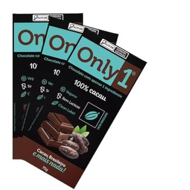 Imagem de Kit 3X: Chocolate 100% Cacau Sem Lactose Vegano (Only1) Only4 70G