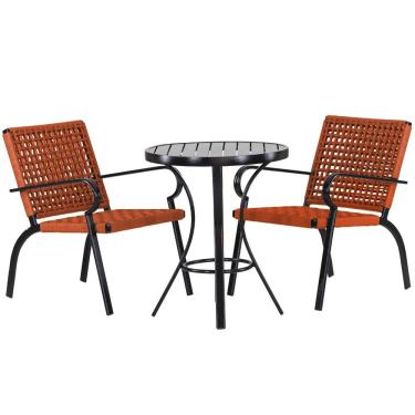 Imagem de 2 Cadeiras Corda Náutica E Mesa Tampo Ripado - Trama Terra Cota