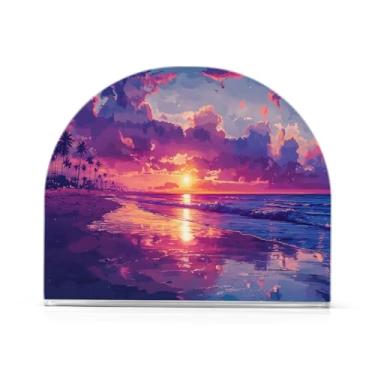 Imagem de STAYTOP Porta-guardanapos, porta-guardanapos de praia pôr do sol para mesas cozinha restaurante decoração de casa, suporte decorativo moderno para guardanapos de coquetel de papel de jantar