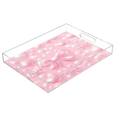Imagem de STAYTOP Linda bandeja de acrílico para servir de gravata borboleta, 15,7 x 11,20 cm, bandejas decorativas à prova de derramamento, organizador de bancada para café da manhã, chá, comida, maquiagem