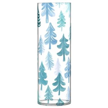 Imagem de CEBUGI Lindo vaso de flores de árvore de Natal 10 x 30 cm, vaso cilíndrico para flores, vaso transparente inquebrável para decoração de casa de festa de casamento