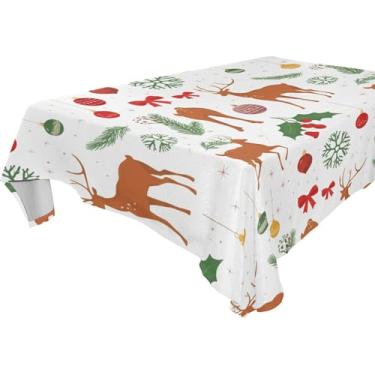 Imagem de Burbuja Toalha de mesa de veados de Natal, toalha de mesa quadrada anti-rugas grossa para decoração de jantar, cozinha, festa, 137 x 137 cm