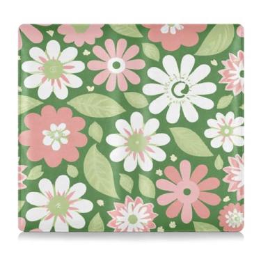 Imagem de Burbuja Suporte para registro de carro e seguro, caixa de luvas de couro com flores brancas e rosa primavera organizador de documentos carteira acessórios estojo